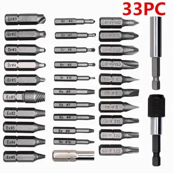 

33pcs/set Damaged Screw Extractor Remove Broken Bolt Stud Removal Tool HSS Extension Drill Bit
