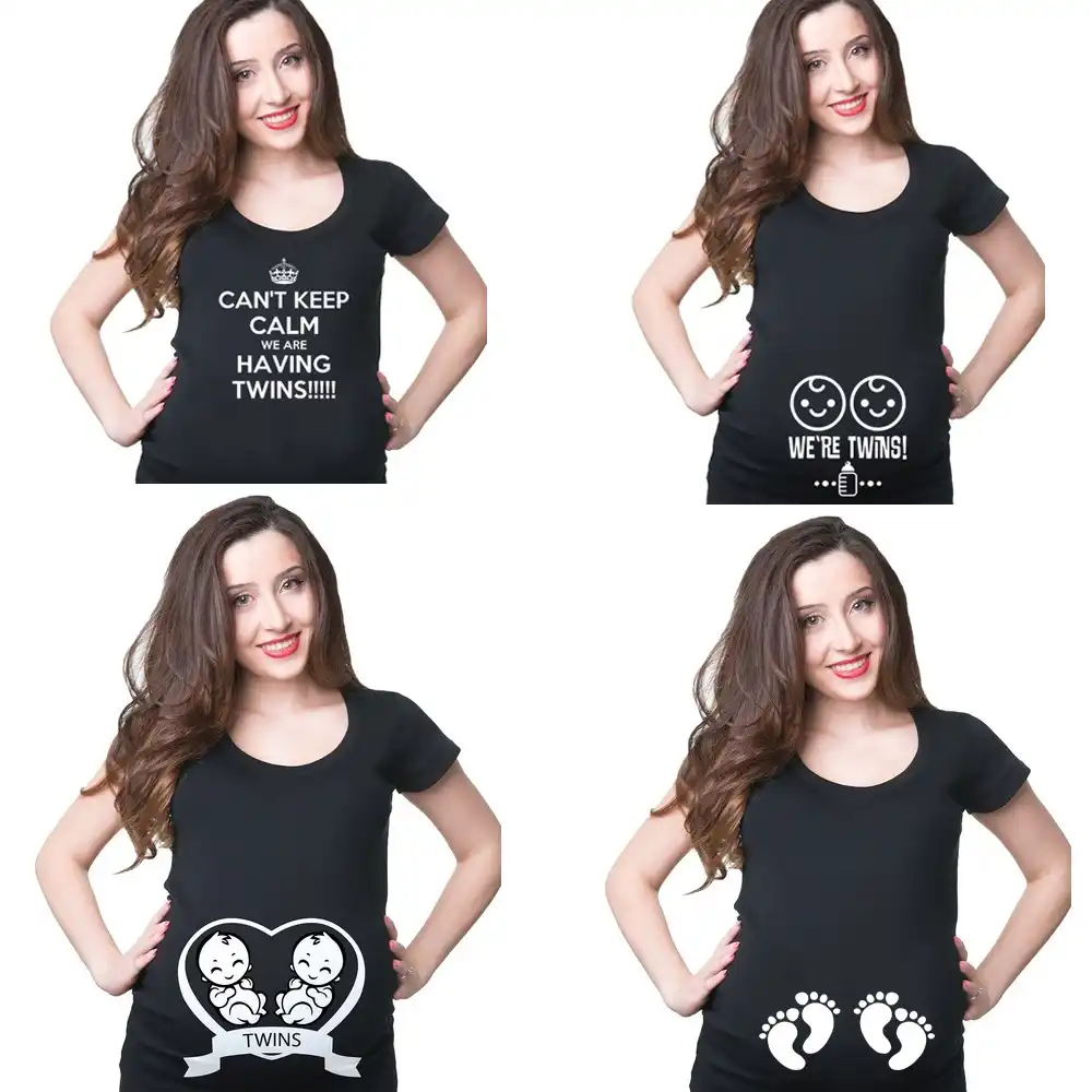 T Shirt De Grossesse Gemellaire Mignon Et Confortable A Manches Courtes Vetement De Maternite A La Mode Collection Ete Livraison Directe 21 Aliexpress