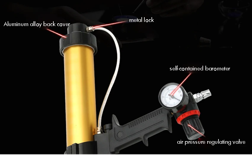600ml Pneumatic Glass Glue Gun with Air Pressure Regulating Valve, Plastic Handle Air Power Caulking Gun Cartridge Applicator