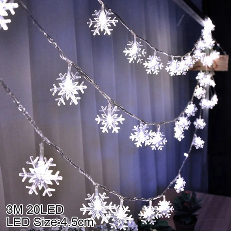 HUIRAN 20 светодиодный светильник-гирлянда со снежинками, рождественские украшения, декор для елки, рождественские украшения для дома Navidad Noel - Цвет: Cool White