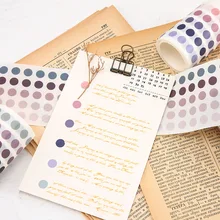 Sceau de Style INS, 23 modèles, avec un compte à main japonais, bande Washi à pois ondulés de couleur, autocollant rond Girlish, 26 modèles