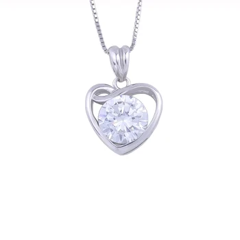 

925 Sterling Silver Hoop Big Zircon Gems Heart Necklace For Women Crystal Pendants Wedding Fashion Jewelry Accessories
