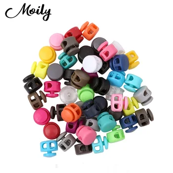 

50Pcs Plastic Cord Locks Double Hole Spring Cord Locks End Toggle Stoppers for Camping Hiking Backpacks Bag Parts Accessories