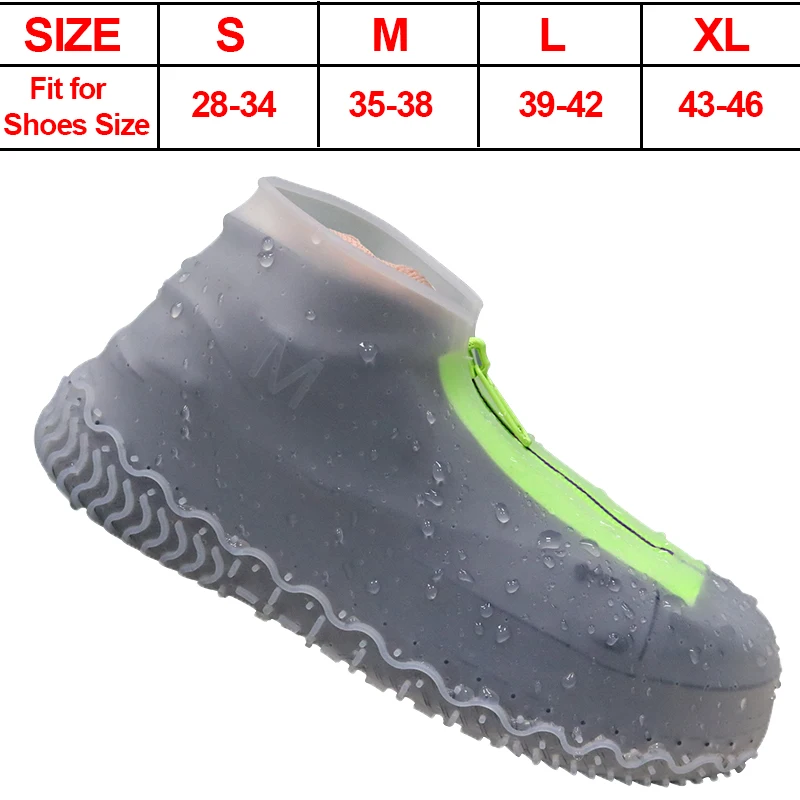 Waterproof Rain Shoes Cover Slip-resistant Zippered Over Shoes for Women Men 