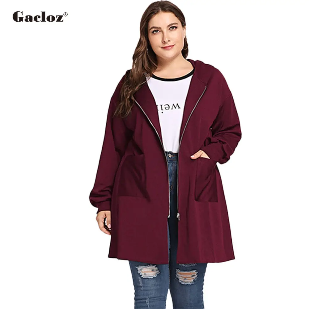 Gacloz 5XL осенне-зимние куртки женские пальто плюс размер с капюшоном женская