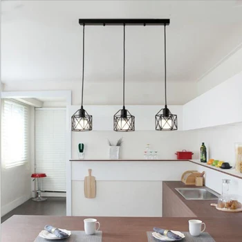 

Industrial Pendant Lights 3 Heads Dining Room Restaurant Kitchen Hanging Lamp Lampara Retro Pendant Lighting Fixtures Luminaire