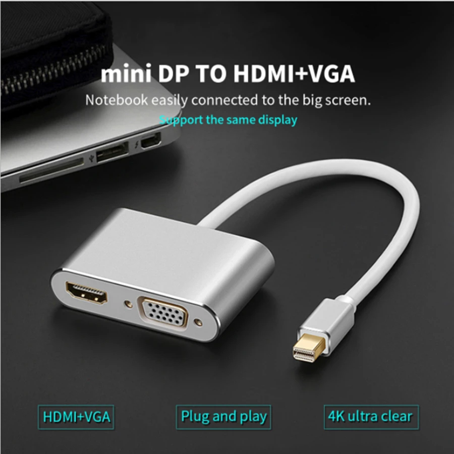 4K 30 Гц VGA+ HDMI адаптер мини DP к VGA HDMI видео конвертеры адаптер для Macbook Pro для Chromebook Pix