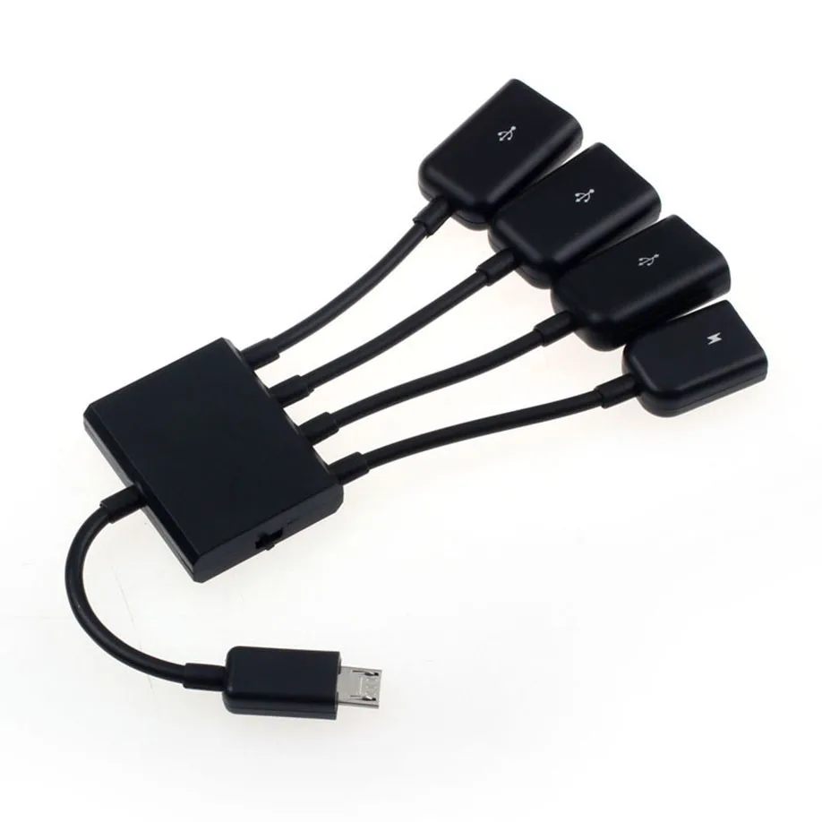 Gran venta Cable Micro USB de 4 puertos para mesa de teléfono inteligente, Conector de carga OTG, color negro, para Samsung Galaxy S3 neQKMpwpO6e