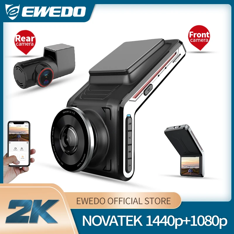

EWEDO U2000 car dvr front and rear 2k dual Lens dash cam FHD1080p wifi smart dash camera Auto Night Vision 24H Parking Monitor
