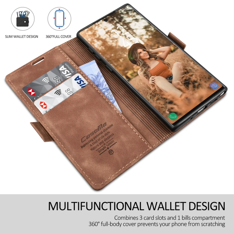 Роскошный кожаный чехол-кошелек для samsung Galaxy S10 Note10 plus S10e, чехол для ПК, чехол для samsung A20e A40 A50 A70 Capa, чехол для телефона - Цвет: Коричневый