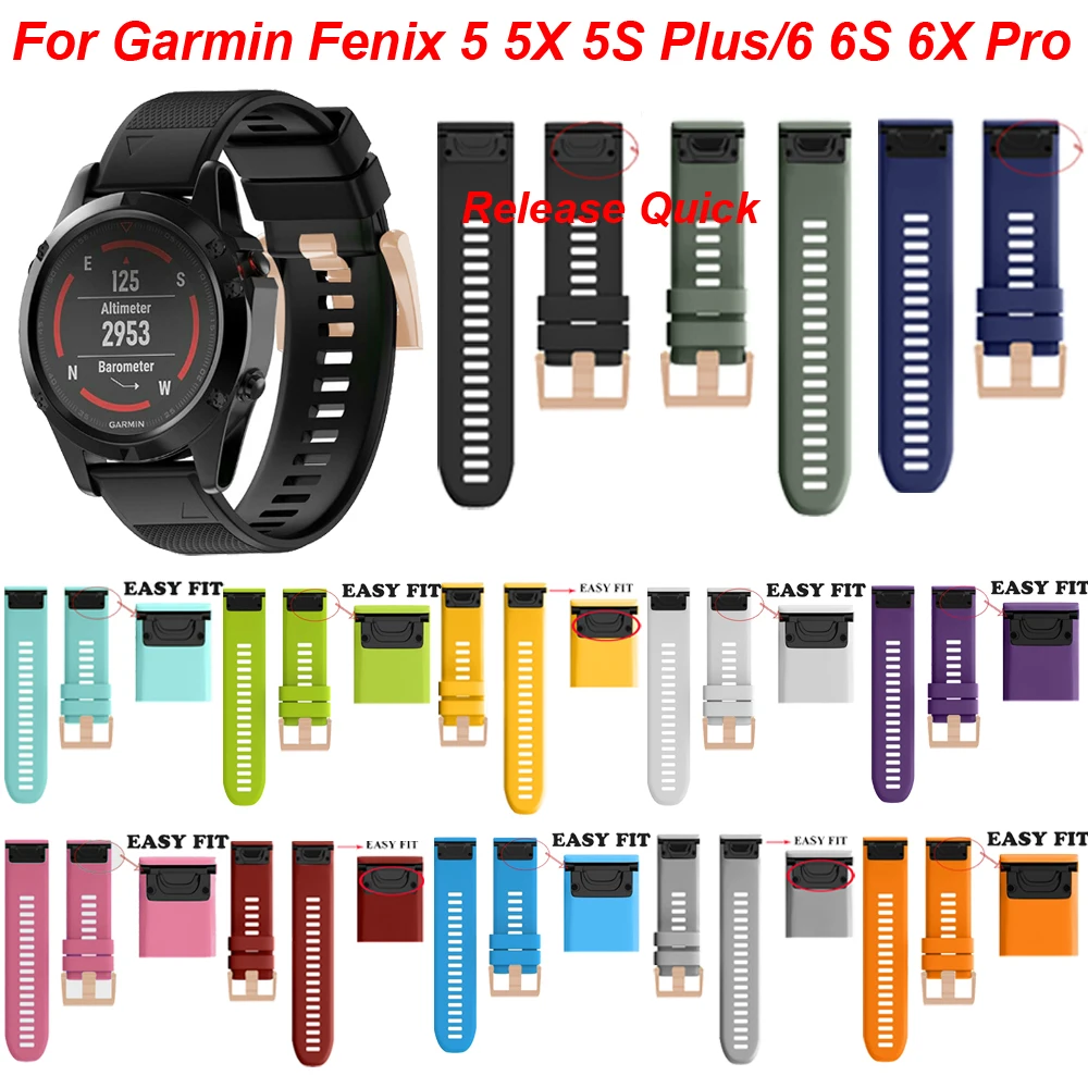 Ремешок силиконовый для Garmin Fenix 5X 6X 6 5 5S Plus 3 3hr | Электроника