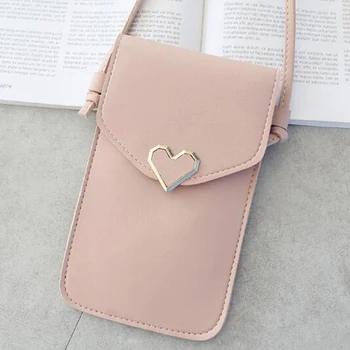

Women Bag For Phone Transparent 2020 Women Coin Purse Cross Shoulder Bag Girls Cute Phone Bag Mini Heart type Hasp Mobile Pouch