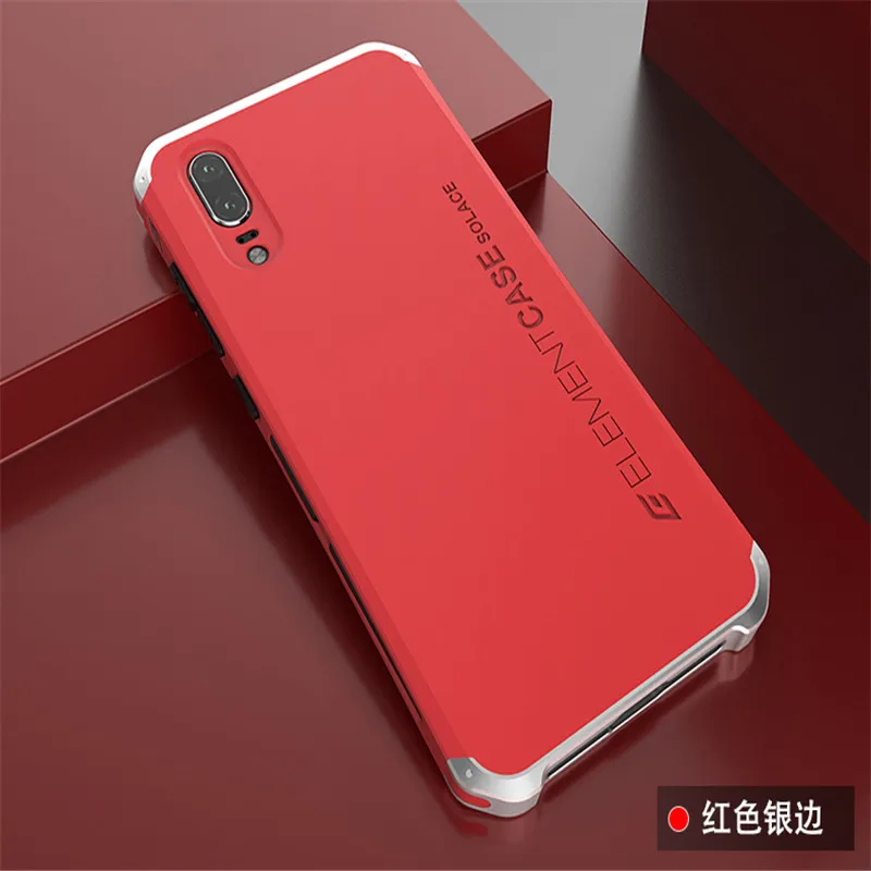 Для huawei p20 чехол Роскошный элемент телефонные чехлы с дизайнерским алюминием и ПК корпус для huawei P10 Plus mate 9 honorv 8 - Цвет: Red silver