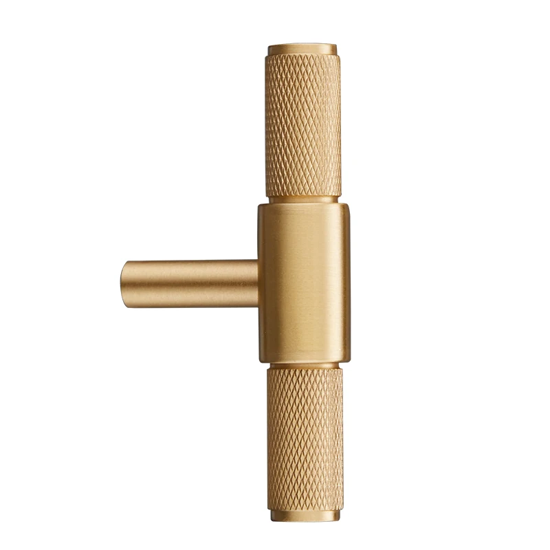 Satin Brass/Knurled Textured / Kitchen Door Handles and knobs solid brass Cupboard T bar Knobs Cabinet Pull Furniture Handle