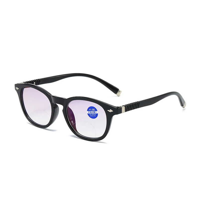 Многофокальные очки для чтения, прогрессивные бифокальные анти-голубые лучи, УФ-защита, очки для дальней дальности, для мужчин и женщин, диоптрий Z541 - Цвет оправы: Bifocal Lens Black