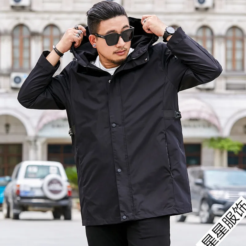 Большие размеры 8xl 6xl 5xl 4xl брендовые толстовки Тренч Мужская ветровка мужская одежда s длинное пальто черный Тренч куртка для мужчин