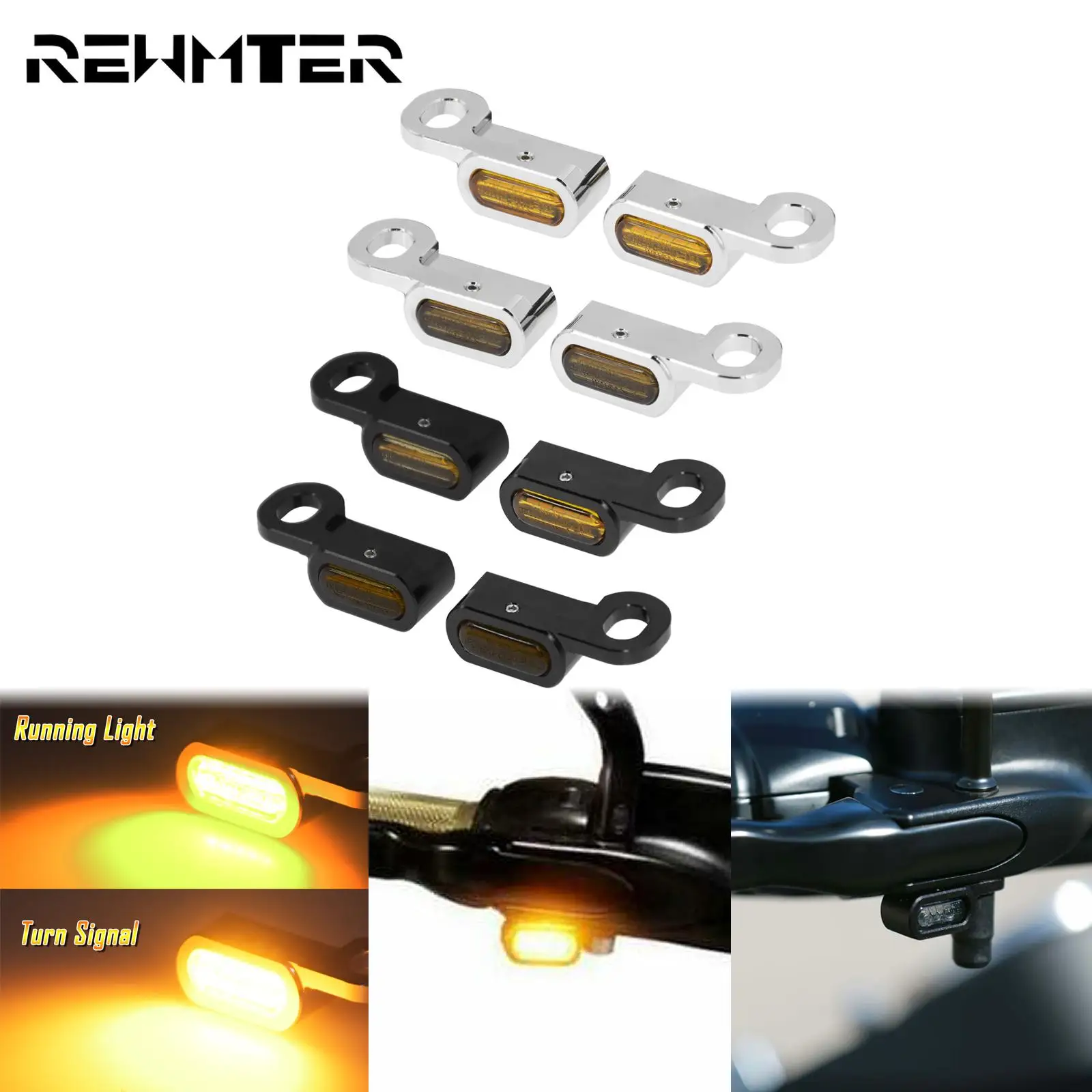 

Motorcycle 2PCS Mini LED Lamp Turn Signal Amber Light 12V E Mark For Harley Softail Breakout 16-17 Touring Road King Glide 14-23