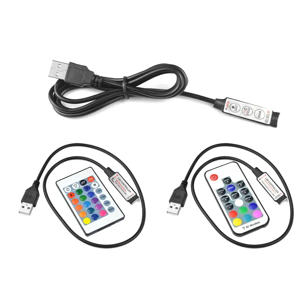 Светодиодный ИК пульт дистанционного управления USB RF RGB SMD 5050 2835 светильник 5 В