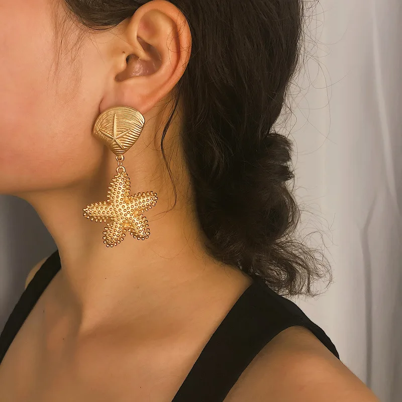 

act the role ofing is tasted Shanghai exaggerated personality earrings alloy shell starfish street snap stud earrings