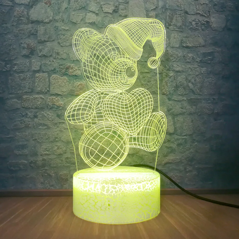 Тедди с медведем Подарочный Любовь Медведь 3D светодиодный градиент Ночник детская спальня спальный стол лампа для детей мальчиков и девочек Лучший милый подарок