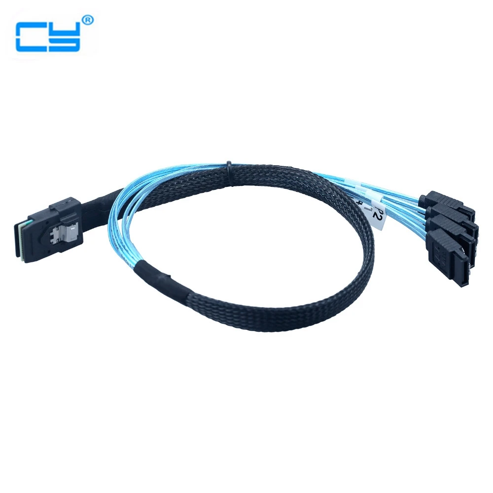 Высокоскоростной внутренний SFF8087 Mini SAS 36 Pin штекер для SATA 7 Pin женский кабель SFF-8087-кабель SATA 1 м передний пробольный кабель