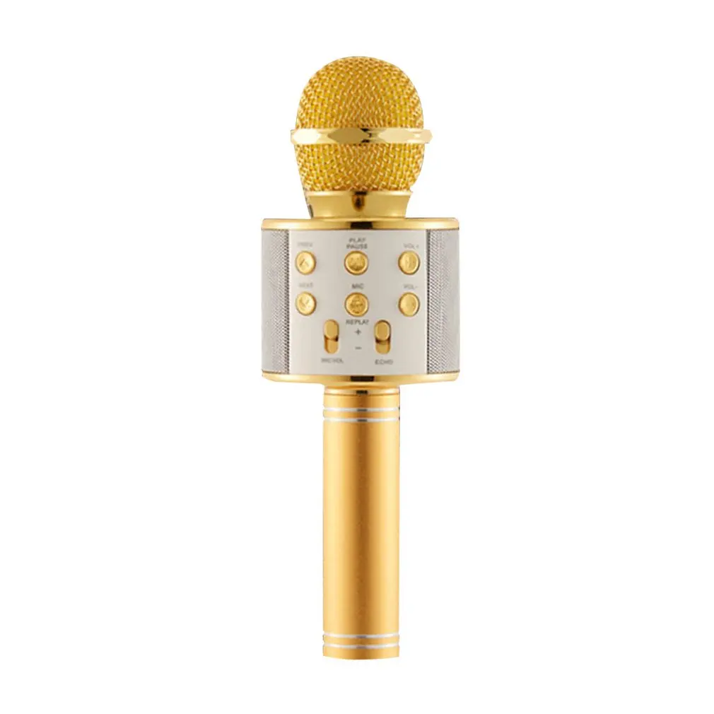 Профессиональный Bluetooth беспроводной микрофон динамик ручной микрофон караоке микрофон музыкальный плеер для вокала, с рекордером KTV микрофон - Цвет: gold