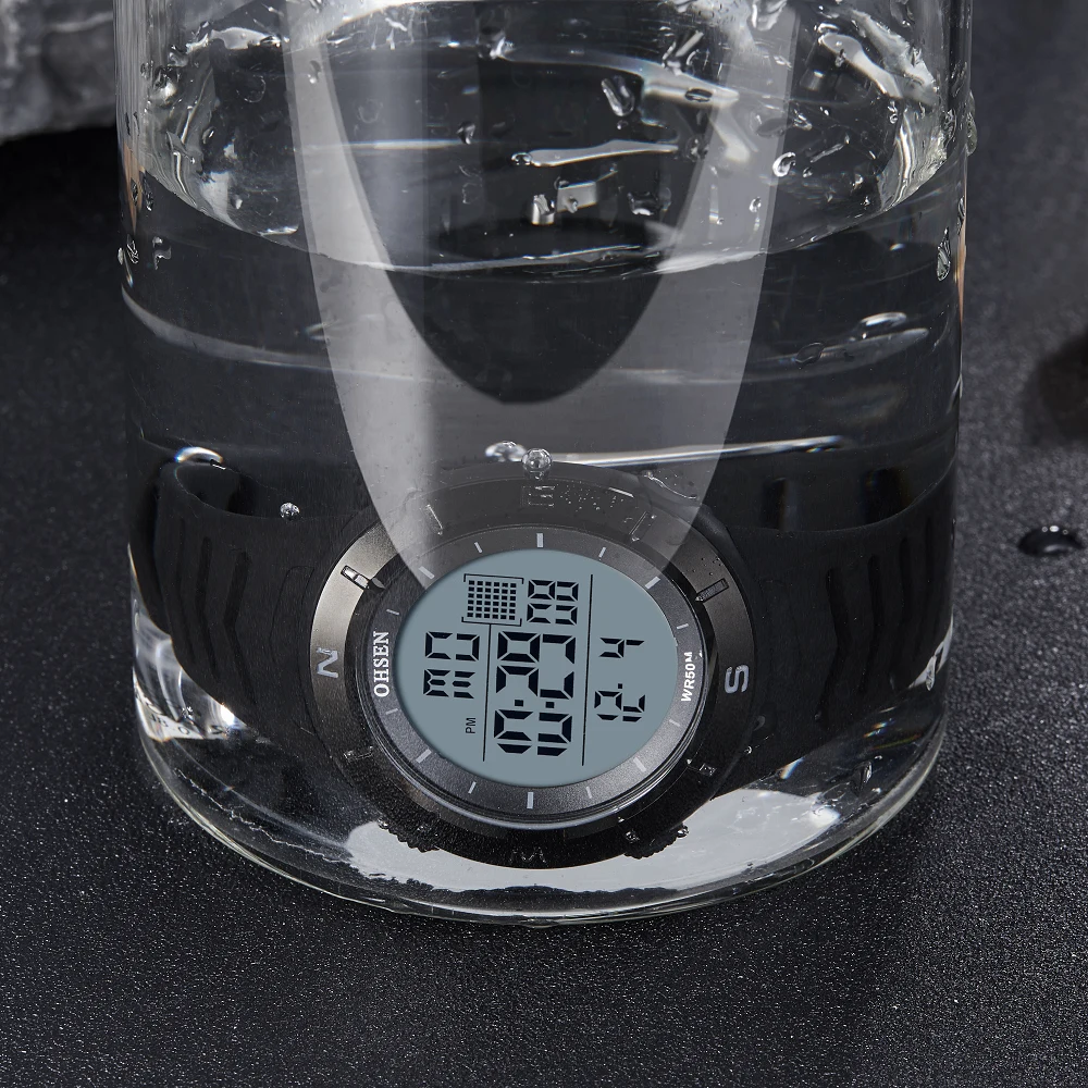 Новинка OHSEN модные цифровые электронные мужские наручные часы с ЖК-дисплеем 50 м водонепроницаемые Желтые Спортивные Военные мужские часы reloj hombre