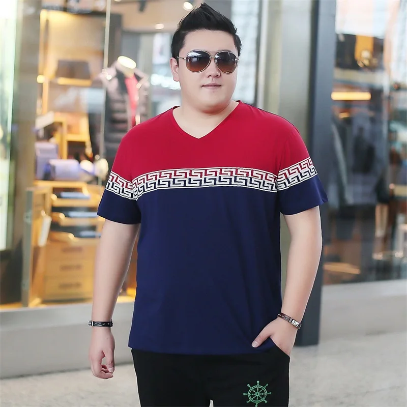 Fat Guy плюс размер 5XL 6XL 7XL 95% хлопок высокое качество эластичная широкая талия печатная Повседневная футболка с коротким рукавом белый красный синий - Цвет: B73 Red