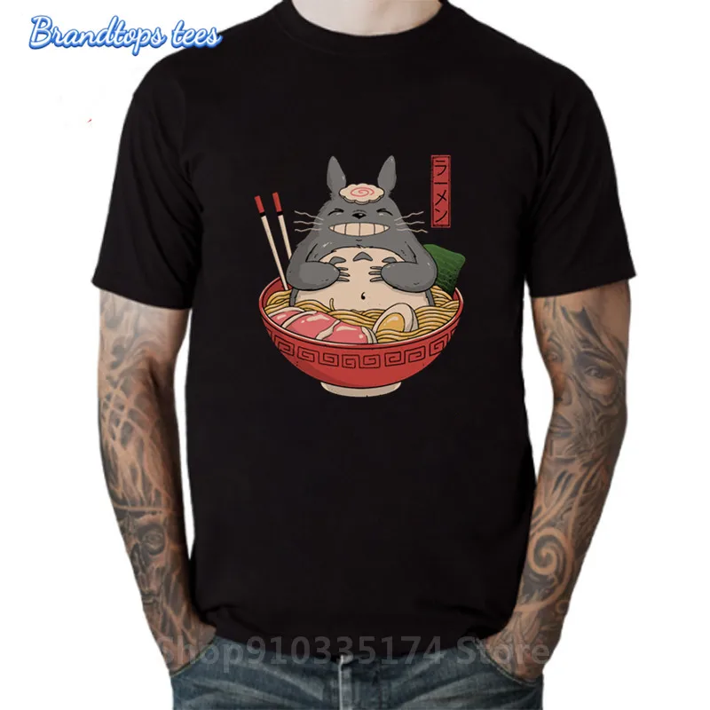 Футболки в японском стиле аниме Милая футболка Тоторо 80-х с принтом рамен