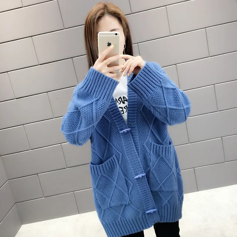 

New Autumn Winter Women Medium Long Knitted Cardigan Jackets Female Coat Plus Size Lady Long-sleeved Casual Sweater Coats K993