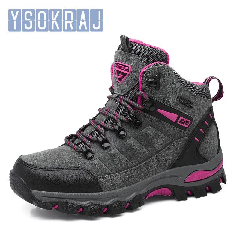 

2020 Men Women Hiking Shoes Autumn Genuine Leather High Quality Ankle Boots Outdoor Walking Shoes Mountain Sport Climbing Boot