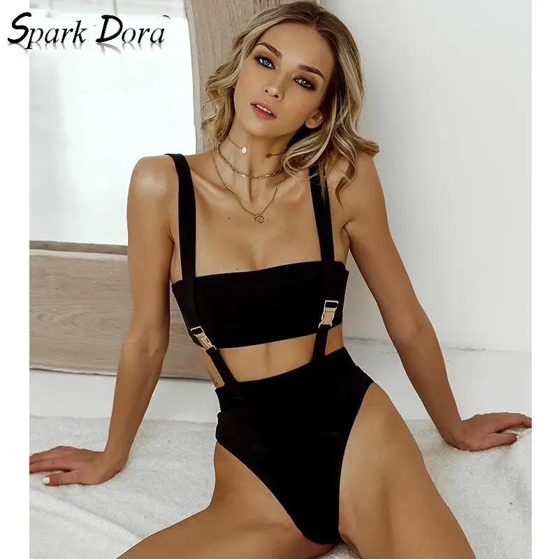 

SparkDora 2020 New Sexy High Waist Bikini Swimwear Women Solid Swimsuit Bandeau Push Up Bikini Set Belt Bathing Suits Beach Wear