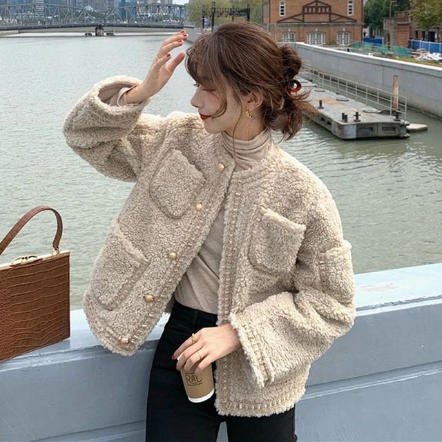 Abrigo De Lana De Otoño Invierno Chaqueta Elegante Con Cuello Cuelto Para  Mujer