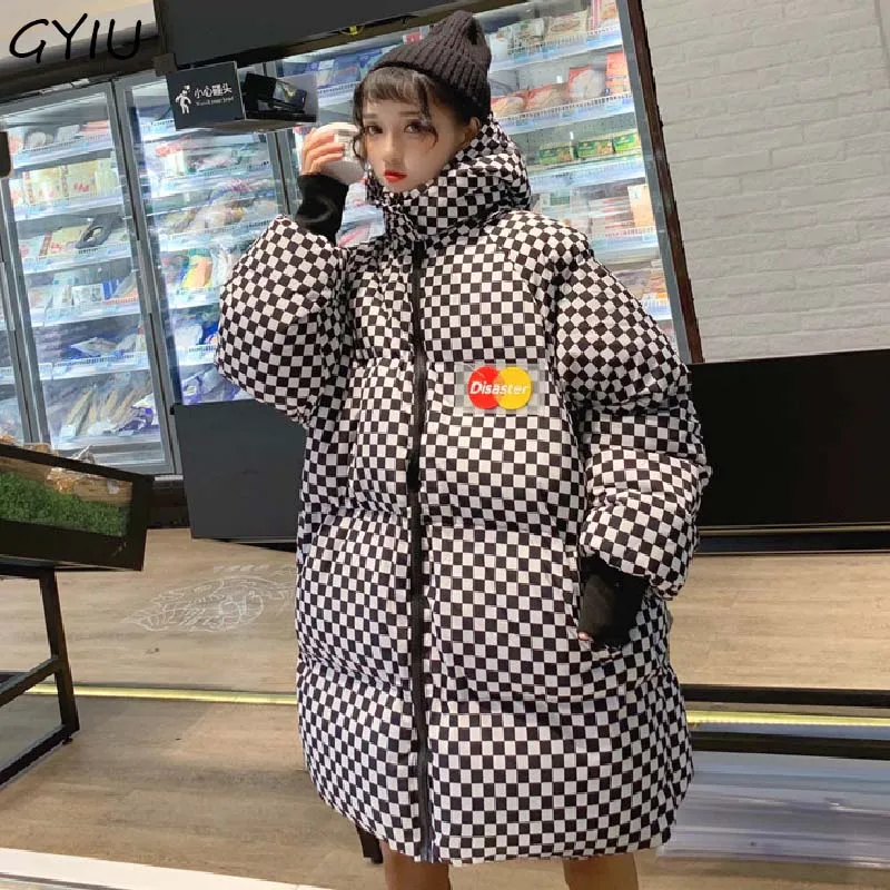 Зимняя хлопковая парка Harajuku Bf, съемная свободная стеганая длинная куртка с капюшоном, женская уличная одежда, модное пальто 6XL - Цвет: Черный