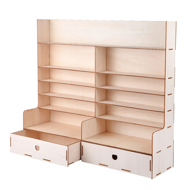 

Wood Paint Rack Shelf Pigment Ink Bottles Organizer Storage Stand Holder with Cabinet Good Stability and Table Rack