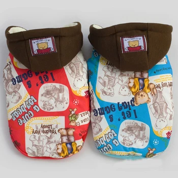 

Autumn and Winter Dog Supplies Pet Clothes Dog Fashion Clothes Pet Clothes Cat Clothes Models Bear Print Two-legs Cotton Coat