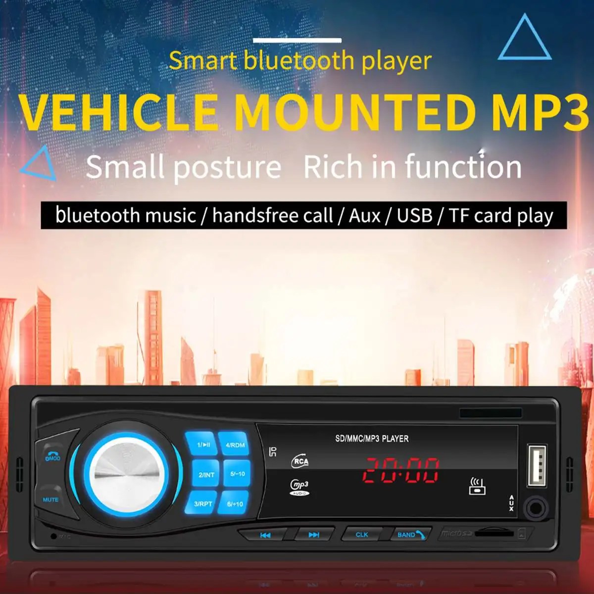 1DIN In-Dash автомагнитолы стерео пульт дистанционного управления цифровой bluetooth аудио музыка стерео 12 В Автомагнитола Mp3 плеер USB/SD/AUX-IN