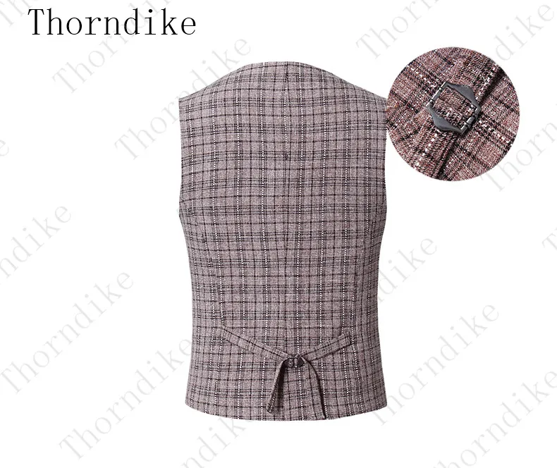 Thorndike, новинка, мужские клетчатые костюмы из 3 предметов, деловой смокинг с отворотом, Женихи для свадьбы(Блейзер+ жилет+ брюки