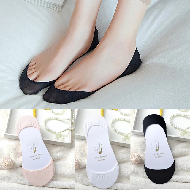 6pcs/3pair Boat Socks for Summer Anti Slip Silicone No Show Socks for Women High Heel Shoe Liner Socks Chausette Femme Invisible 3 colors