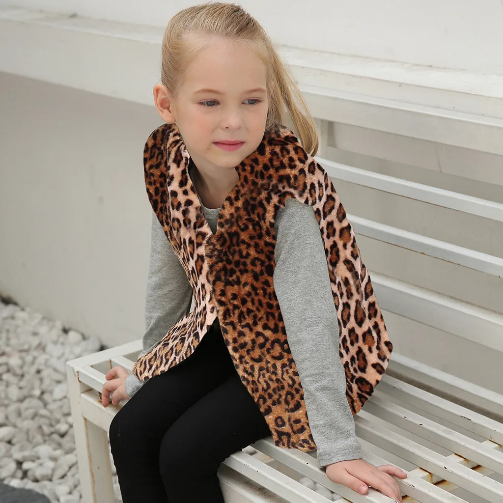 Staron Kids Baby Girls Leopard Coat Jacket Autumn Winter Warmer Thick Waistcoat Outwear