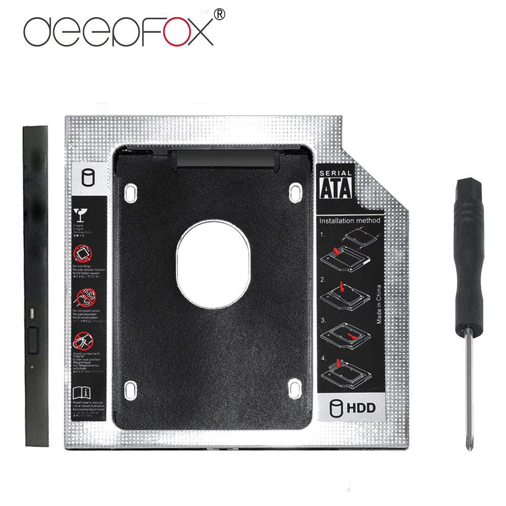 

DeepFox SATA to SATA 2nd HDD Caddy For 9mm 9.5mm SSD Case Hard Disk Drive Enclosure For Notebook ODD Optibay CD-Rom 10PCS/LOT