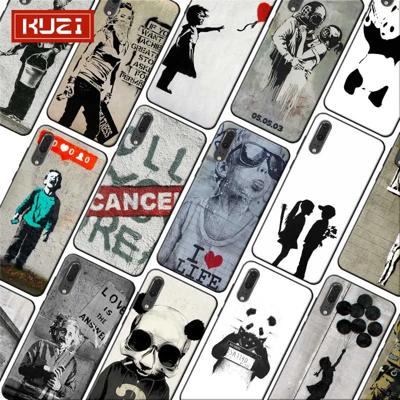 Soft Silicone Phone Case for huawei honor 20 lite 8x 9x pro 10 v30 Street Art Banksy Graffiti Panda Funny |