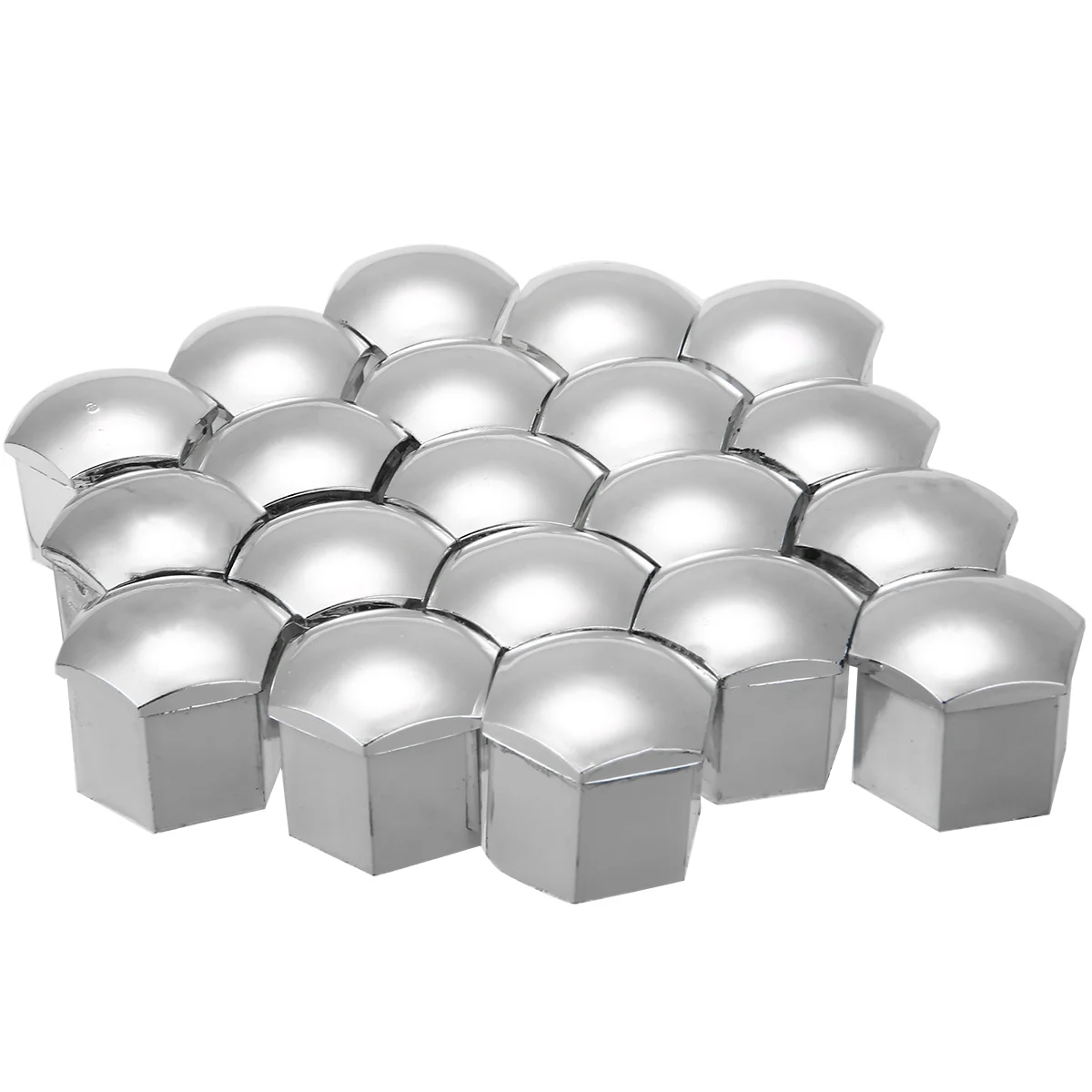 20Pcs Car Wheel Nut Caps Auto Hub Screw Cover 21mm Bolt Rims Exterior Decoration Special Socket Protection Dust Proof Silver