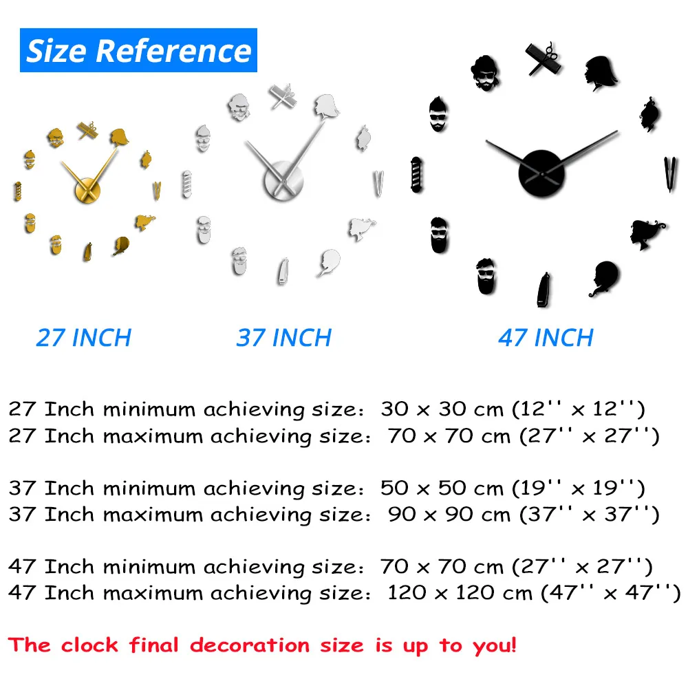 Парикмахерские ножницы для парикмахерского салона DIY настенные часы гигантские настенные часы большая игла бескаркасные парикмахерские большие настенные часы