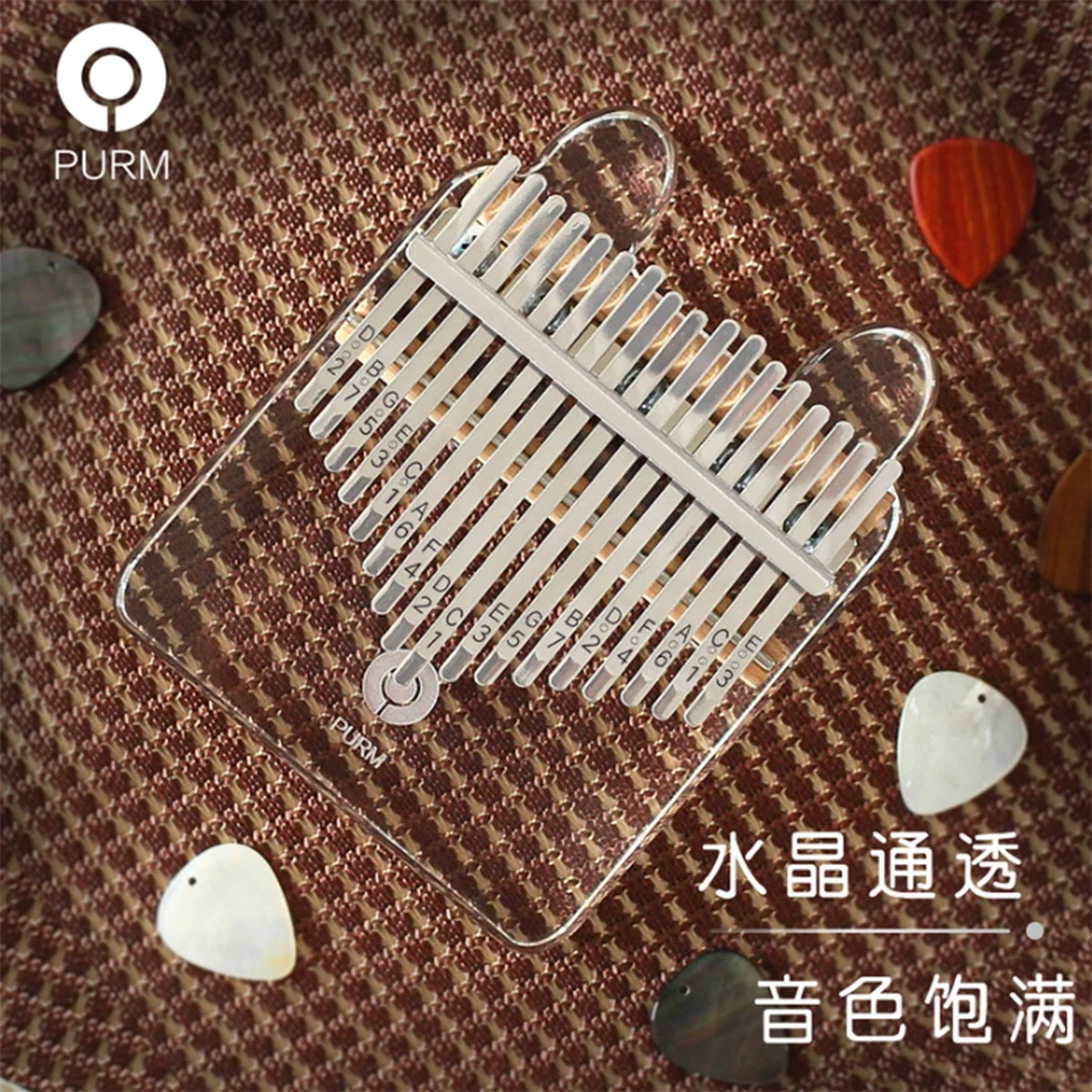 17 Key Kalimba Clear Thumb Piano Gift Transparent Acrylic Musical Instrument w/ Bag Hammer Cute Lovely Animals Cat Bear Rabbit 