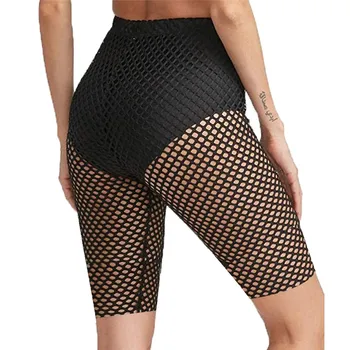 

Women See Through Fishnet Shorts Legging Mesh Sheer Shorts Cycling Bikini Cover Up