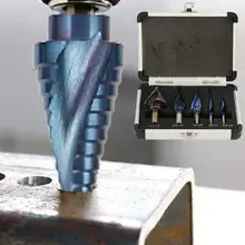 

8 inch Step Drill Bits Sharp Abrasion-resistant Triangular Handle Aluminium Dual Spiral Flute Stepped Drill Bits for Iron Plates