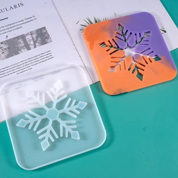 

DIY Large Snowflake Cup Coaster Resin Mold Cup Mats Geode Agate Coasters Silicone Molds Home Decoration Resin Art Crafts
