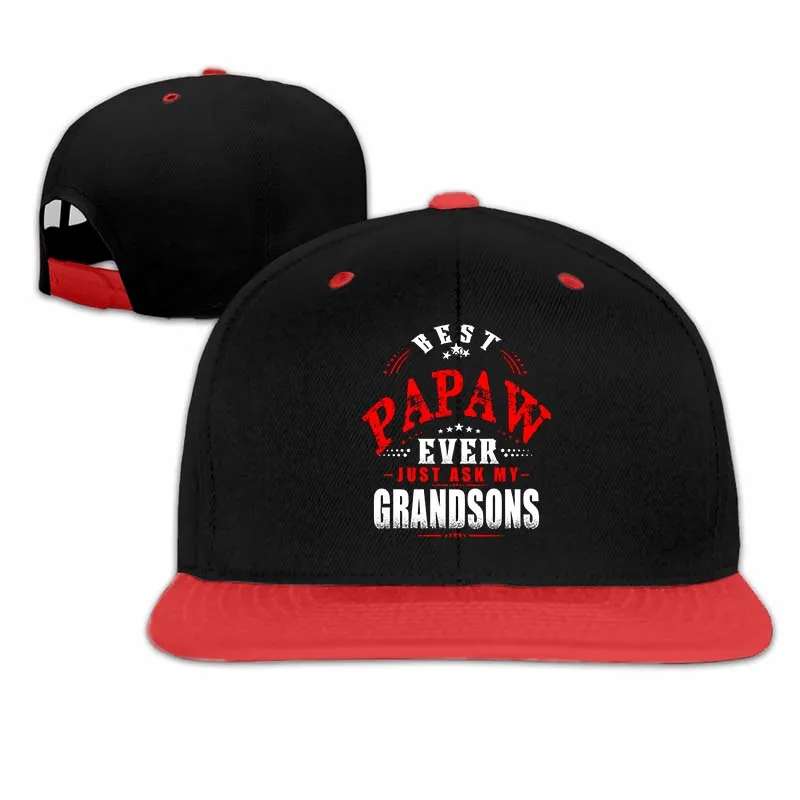 Funny papa Best PAPAW ever just ask my grandson Baseball cap men women Trucker Hats fashion adjustable cap - Цвет: 5-Red