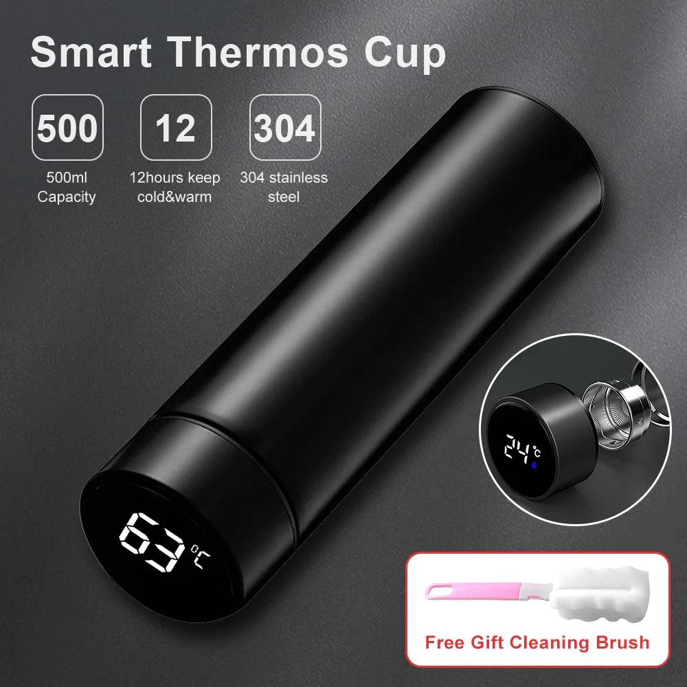 Smart Thermos Cup Thermal Bottle Inteligente Stainless Steel Insulation Digital Temperature Display Christmas | Дом и сад